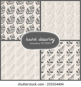 Set of seamless pattern with leaves. Vector illustration