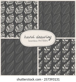 Set of seamless pattern with leaves. Vector illustration