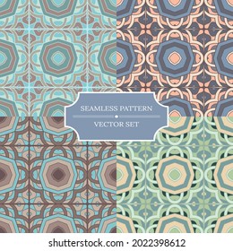 Set of seamless pattern with many details and geometry elements for traditional arabic and indian pottery tiling, fabric, textile, wall interior, cloth.