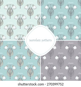 set of seamless pattern with many  may-lily