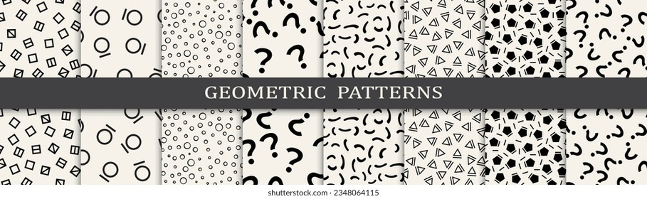 Set of seamless pattern memphis style. Abstract graphic design memphis pattern. Seamless memphis style background pattern.