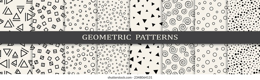 Set of seamless pattern memphis style. Abstract graphic design memphis pattern. Seamless memphis style background pattern.