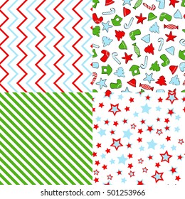 Set seamless pattern merry christmas with gingerbread and candy