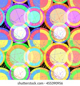 set of seamless pattern of natal astrology charts vector illustration