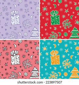 set seamless pattern new year symbol. sketch. vector