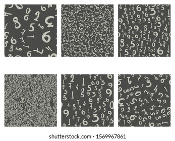 Set of seamless pattern with numbers from 0 to 9 colourful for kid fun background