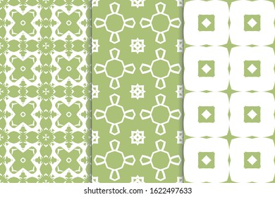 Set of seamless pattern on colored background. Decorative geometric texture. Abstract repeating pattern for printing on fabric, wrapping paper
