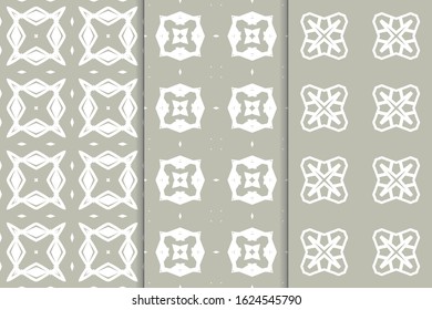 Set of seamless pattern on colored background. Decorative geometric texture. Abstract repeating pattern for printing on fabric, wrapping paper