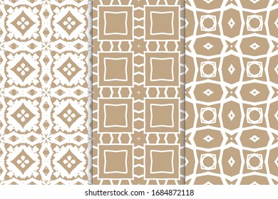 Set of seamless pattern on colored background. Decorative geometric texture. Abstract repeating pattern for printing on fabric, wrapping paper