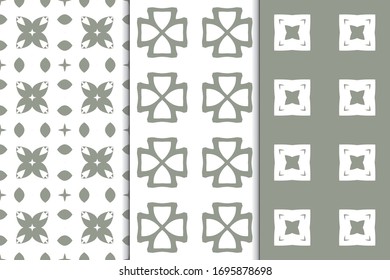 Set of seamless pattern on colored background. Decorative geometric texture. Abstract repeating pattern for printing on fabric, wrapping paper