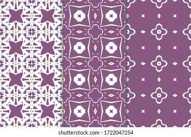 Set of seamless pattern on colored background. Decorative geometric texture. Abstract repeating pattern for printing on fabric, wrapping paper