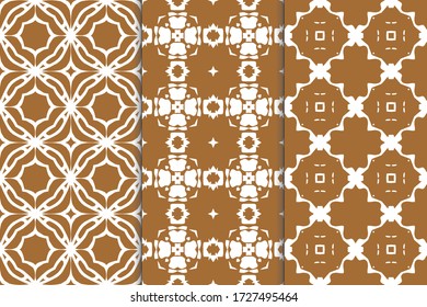 Set of seamless pattern on colored background. Decorative geometric texture. Abstract repeating pattern for printing on fabric, wrapping paper