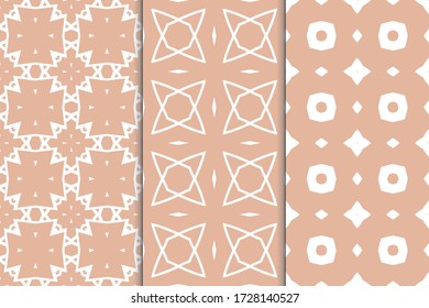 Set of seamless pattern on colored background. Decorative geometric texture. Abstract repeating pattern for printing on fabric, wrapping paper