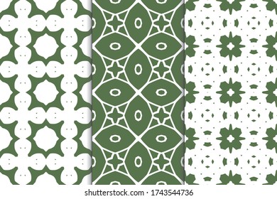 Set of seamless pattern on colored background. Decorative geometric texture. Abstract repeating pattern for printing on fabric, wrapping paper