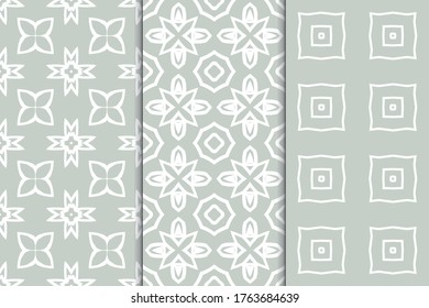 Set of seamless pattern on colored background. Decorative geometric texture. Abstract repeating pattern for printing on fabric, wrapping paper
