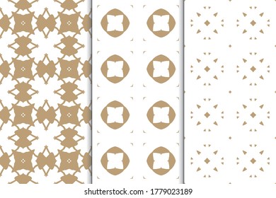 Set of seamless pattern on colored background. Decorative geometric texture. Abstract repeating pattern for printing on fabric, wrapping paper