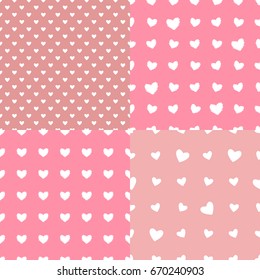 Set Seamless pattern polka dot hearts. Vector isolated on trend pastel background.
