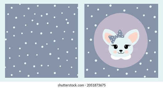 Set Seamless pattern polka dots and cute mouse. Design for clothes for the whole family.