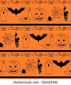 Set of seamless pattern. Print for Halloween. Vector illustration.