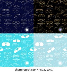 set seamless pattern products for a holiday at sea vector illustration