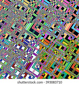 set of seamless pattern in psychedelic colors in 60's 70's style