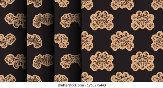 Set Seamless pattern with retro ornament antique style. Good for backgrounds and prints. 