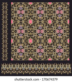 Set of seamless pattern and ribbons 