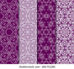 set of seamless pattern of royal purple color. vector illustration. design for wallpapers and background.