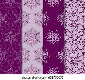set of seamless pattern of royal purple color. vector illustration. design for wallpapers and background.