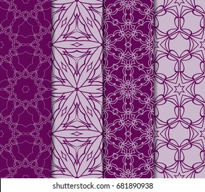 set of seamless pattern of royal purple color. vector illustration. design for wallpapers and background.