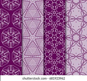 set of seamless pattern of royal purple color. vector illustration. design for wallpapers and background.
