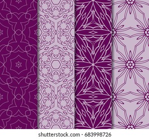 set of seamless pattern of royal purple color. vector illustration. design for wallpapers and background.