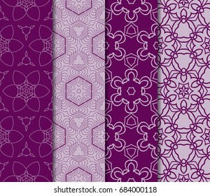 set of seamless pattern of royal purple color. vector illustration. design for wallpapers and background.