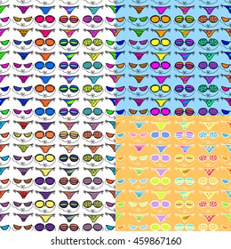 set of seamless pattern with separate swimwear vector illustration