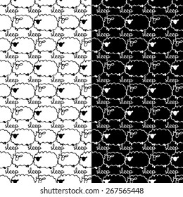 set  seamless pattern with  sheep for the sleep