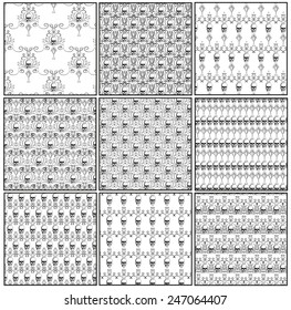 set of seamless pattern with skulls
