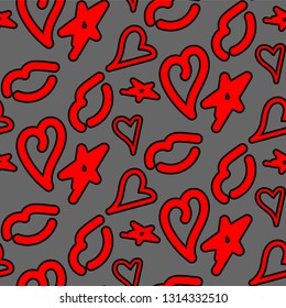 set seamless pattern with stars and hearts elements for textile fabric paper wallpaper superior design unique vector