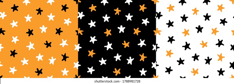 Set of seamless pattern with stars. Vector illustration. Abstract decorative elements on the background. For backdrops decoration, cards, wallpaper, textile, fabric, wrappers, additions to the design.