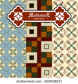 Set of seamless pattern in the style of medieval gothic