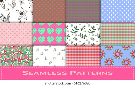 Set of seamless pattern. Suitable for packaging, labels, business cards, Wallpaper, and fabrics. Vector illustration