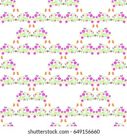 Set seamless pattern with summer flowers. For design, wallpaper, cover invitation, fabric and textile. Vector floral pattern.