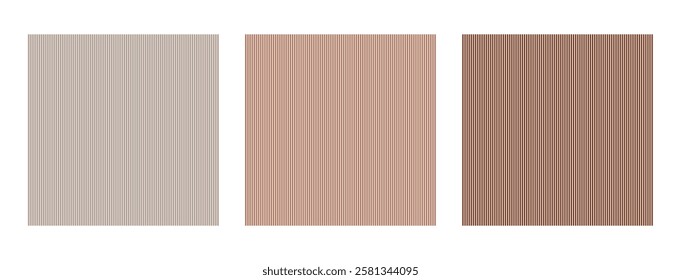 Set of seamless pattern with symmetry repetitive straight lines in trendy palette mocha mousse. Vector illustration endless pattern, background. Fashionable template for design, paper, cover, fabric