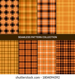 Satz nahtloser Muster mit tartanhaltigem Plaid, Vektorgrafik