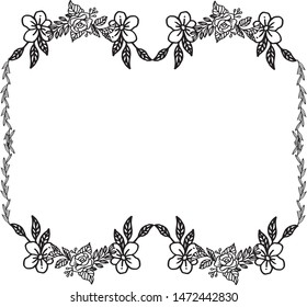 Set of seamless pattern, template design, with leaves and flower frame. Vector