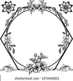 Set of seamless pattern, template design, with leaves and flower frame. Vector