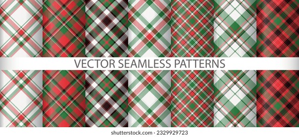 Set seamless pattern texture. Check vector background. Plaid textile tartan fabric collection.
