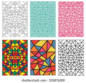 Set of Seamless pattern in traditional mosiac style