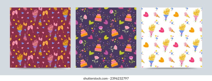 A set seamless pattern for Valentines Day.