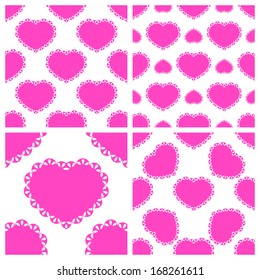 Set Of Seamless Pattern With Valentines Hearts