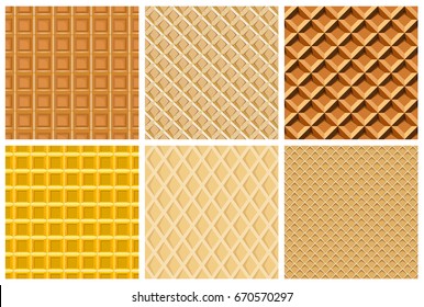 set seamless pattern with waffle texture